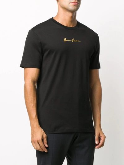 Shop Versace Gianni Signature Logo T-shirt In Black