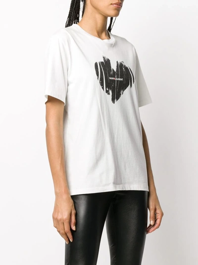 Shop Saint Laurent Heart Logo Print T-shirt In White