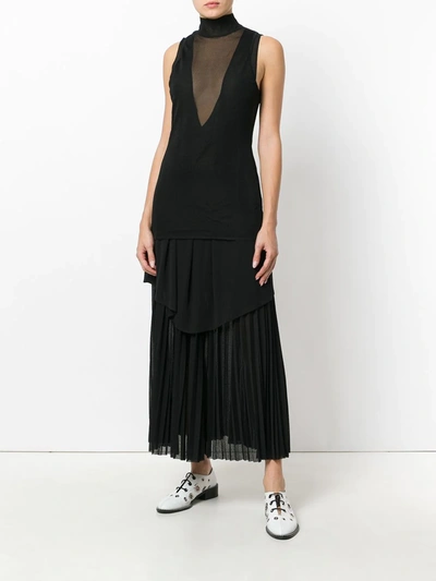 Shop Proenza Schouler Sheer Panel Long Shift Dress In Black