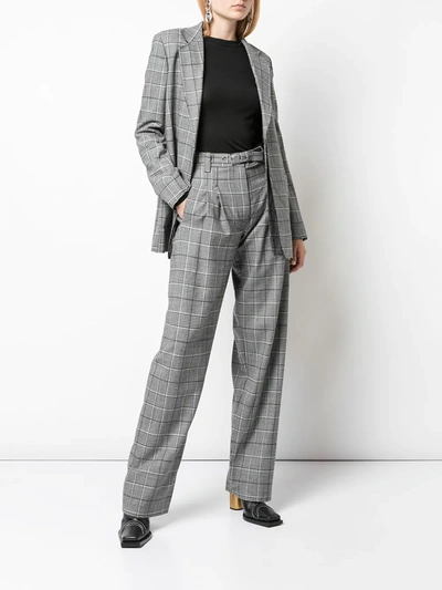 Shop Proenza Schouler Plaid High-waisted Trousers In Black