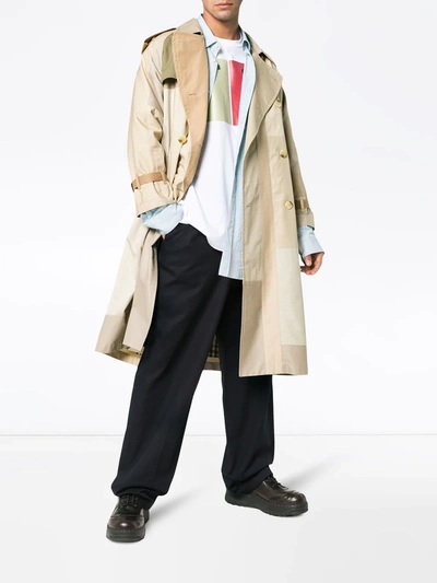 Shop Children Of Discordance Tonal Cotton Trench Coat In Beige