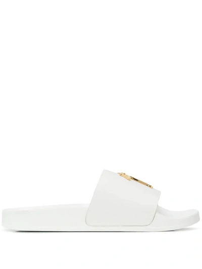 Shop Giuseppe Zanotti Logo Plaque Slides In White