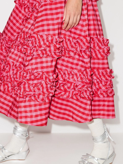 Shop Molly Goddard Ruby Gingham-print Taffeta Midi Dress In Pink