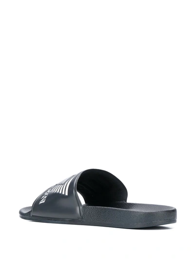 Ea7 Logo Embossed Slides In Blue