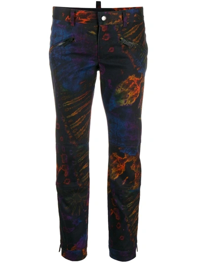 Dsquared2 Tie-dye Cropped Trousers In Purple