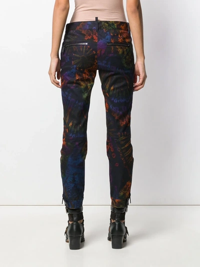 Dsquared2 Tie-dye Cropped Trousers In Purple