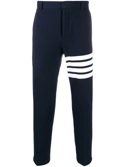 Shop Thom Browne Loopback Chino Trousers In Blue