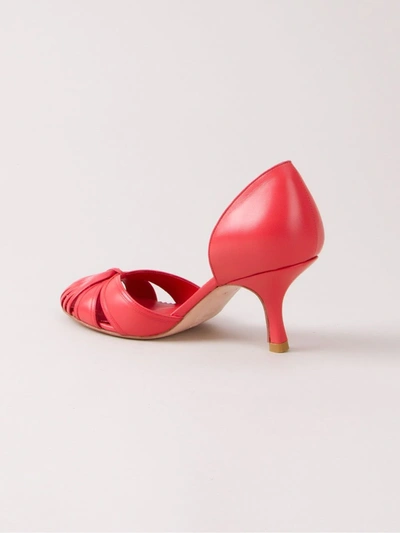 Shop Sarah Chofakian Round Toe 70mm Pumps In Red