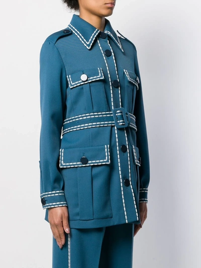 Shop Fendi Safari Shirt Jacket In Blue