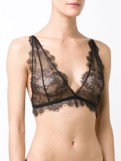 Shop Anine Bing Delicate Lace Bra In Black