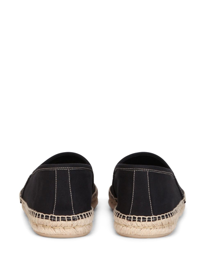 Shop Dolce & Gabbana Embroidered Canvas Espadrilles In Black