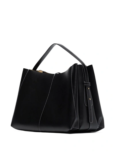 Shop Wandler Ava Leather Tote Bag In Black