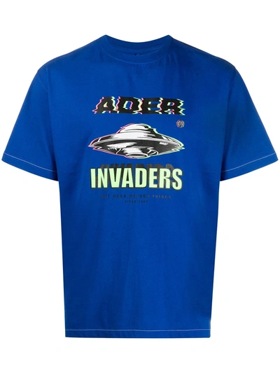 Shop Ader Error Invaders-print T-shirt In Blue