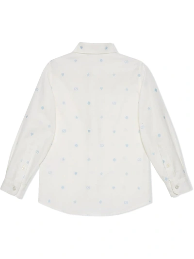 Shop Gucci Embroidered Symbols Oxford Shirt In White