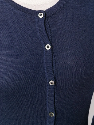 Shop Sottomettimi Merino Wool Knitted Cardigan In Blue