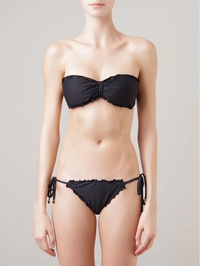 Shop Amir Slama Ruffled Trim Bandeau Bikini Top In Black