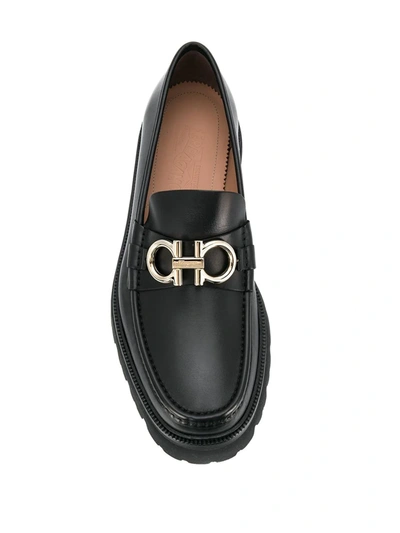 Ferragamo Bleecker Lug Sole Gancini Loafers In Black | ModeSens