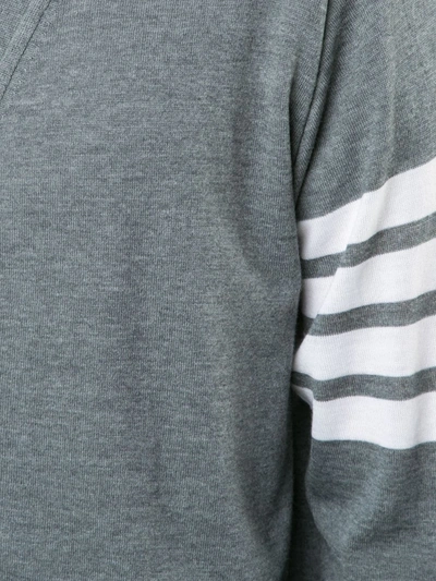 Thom Browne V-neck Cardigan With 4-bar Stripe In Medium Grey Merino In Grey