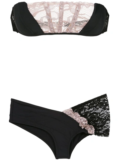 Shop Amir Slama Sleeveless Lace Bikini In Black