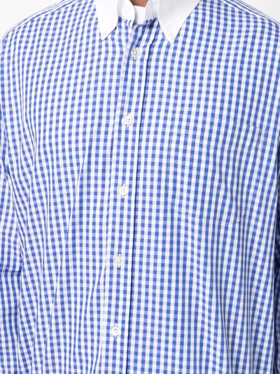 Shop Mackintosh Roma Gingham-check Button-down Shirt In Blau