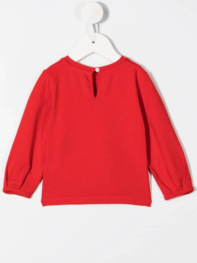 Shop Moschino Teddy Bear Logo Long-sleeved Top In Red