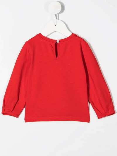 Moschino Teddy Bear Logo Long-sleeved Top In Red