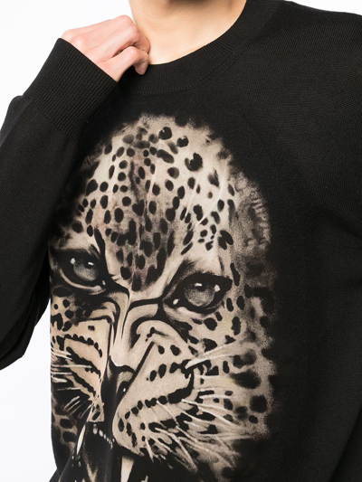 Shop Roberto Cavalli Leopard-print Sweatshirt In Black