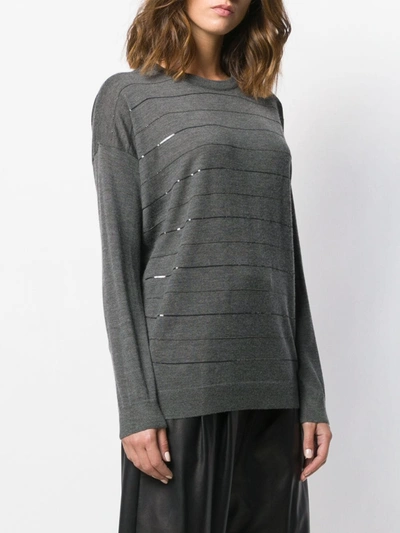 Shop Brunello Cucinelli Striped Jumper In Grey