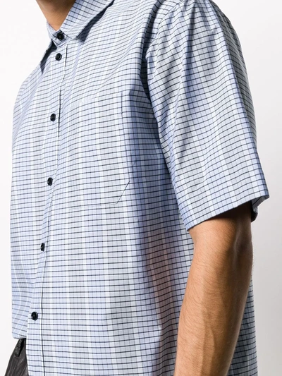 Shop Oamc Short Sleeve Checked Print Shirt In Blue