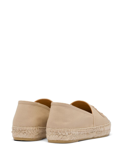 Shop Prada Embroidered Logo Espadrilles In Neutrals