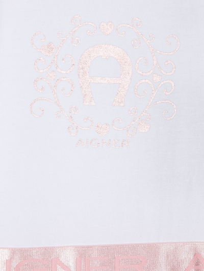 Shop Aigner Logo-print Tulle Dress In 白色