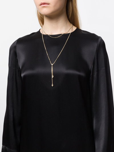 Shop Alexander Mcqueen Double Wrap Chain Skull Necklace In Metallic