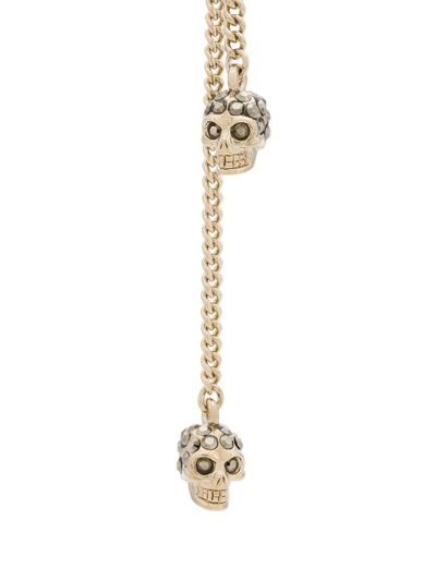 Shop Alexander Mcqueen Double Wrap Chain Skull Necklace In Metallic