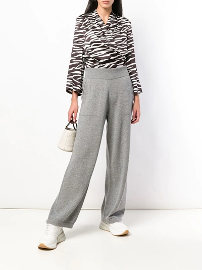 Barrie Flared Knitted Trousers In Grey