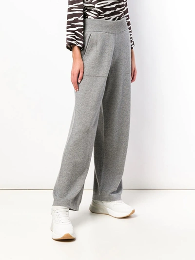 Barrie Flared Knitted Trousers In Grey