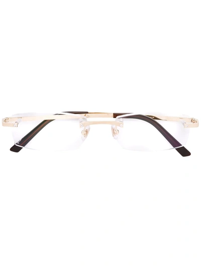 Shop Cartier Santos Glasses In Metallic