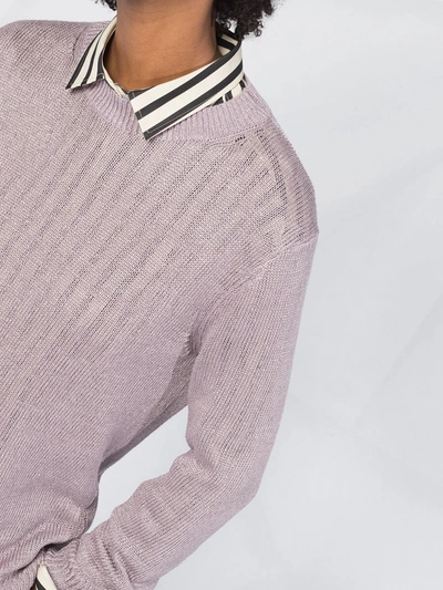 Shop Theory Crew-neck Knitted Jumper In Purple