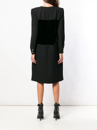 Pre-owned Valentino 1980s Long-sleeve Panelled Dress In Black