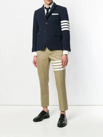 Shop Thom Browne Seamed 4-bar Stripe Unconstructed Chino Trouser In Cotton Twill In Neutrals