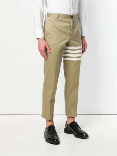 Shop Thom Browne Seamed 4-bar Stripe Unconstructed Chino Trouser In Cotton Twill In Neutrals