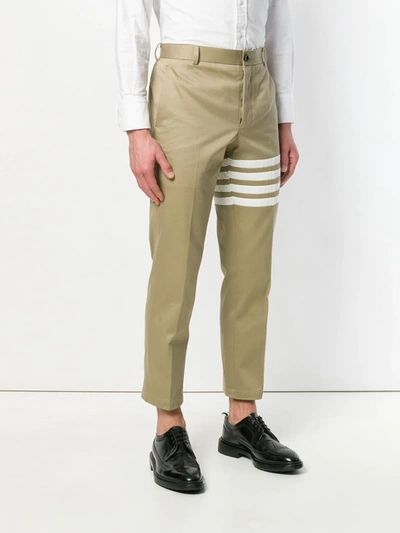 Thom Browne Seamed 4-bar Stripe Unconstructed Chino Trouser In Cotton Twill In Neutrals