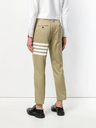 Shop Thom Browne Seamed 4-bar Stripe Unconstructed Chino Trouser In Cotton Twill In Neutrals