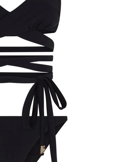 Dolce & Gabbana Crossover Strap Tie-detail Bikini In Schwarz