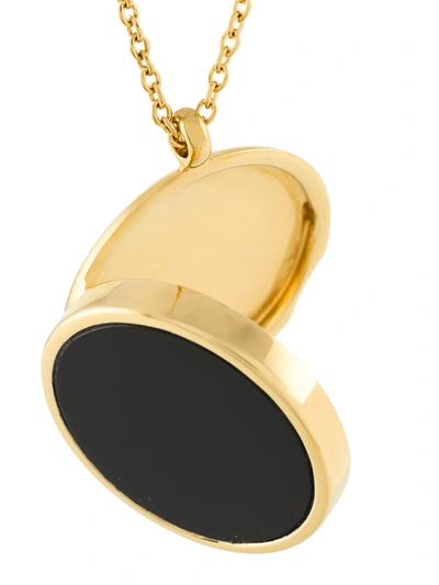 Astley Clarke Black Onyx Slice Stilla 18ct Yellow-gold Vermeil Locket Necklace In Metallic