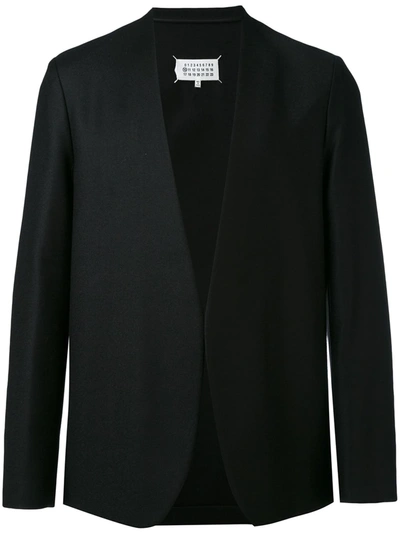 Shop Maison Margiela Collarless Vigin-wool Blazer In Black