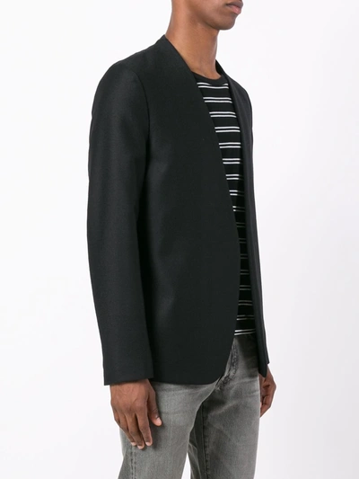 Shop Maison Margiela Collarless Vigin-wool Blazer In Black