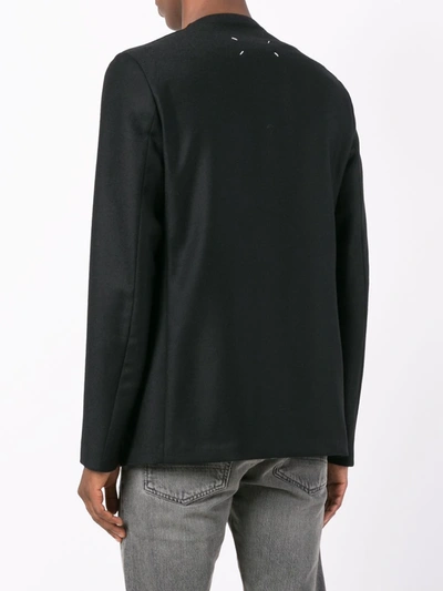 Shop Maison Margiela Collarless Vigin-wool Blazer In Black