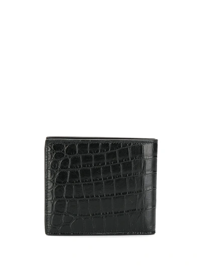 Shop Saint Laurent Tiny Cassandre East/west Leather Wallet In Black