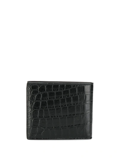 Saint Laurent Tiny Cassandre East/west Leather Wallet In Black