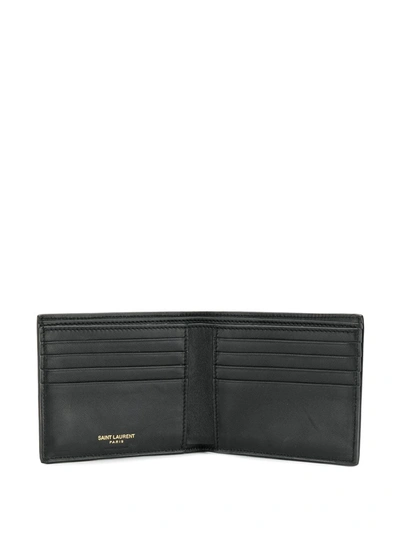 Saint Laurent Tiny Cassandre East/west Leather Wallet In Black